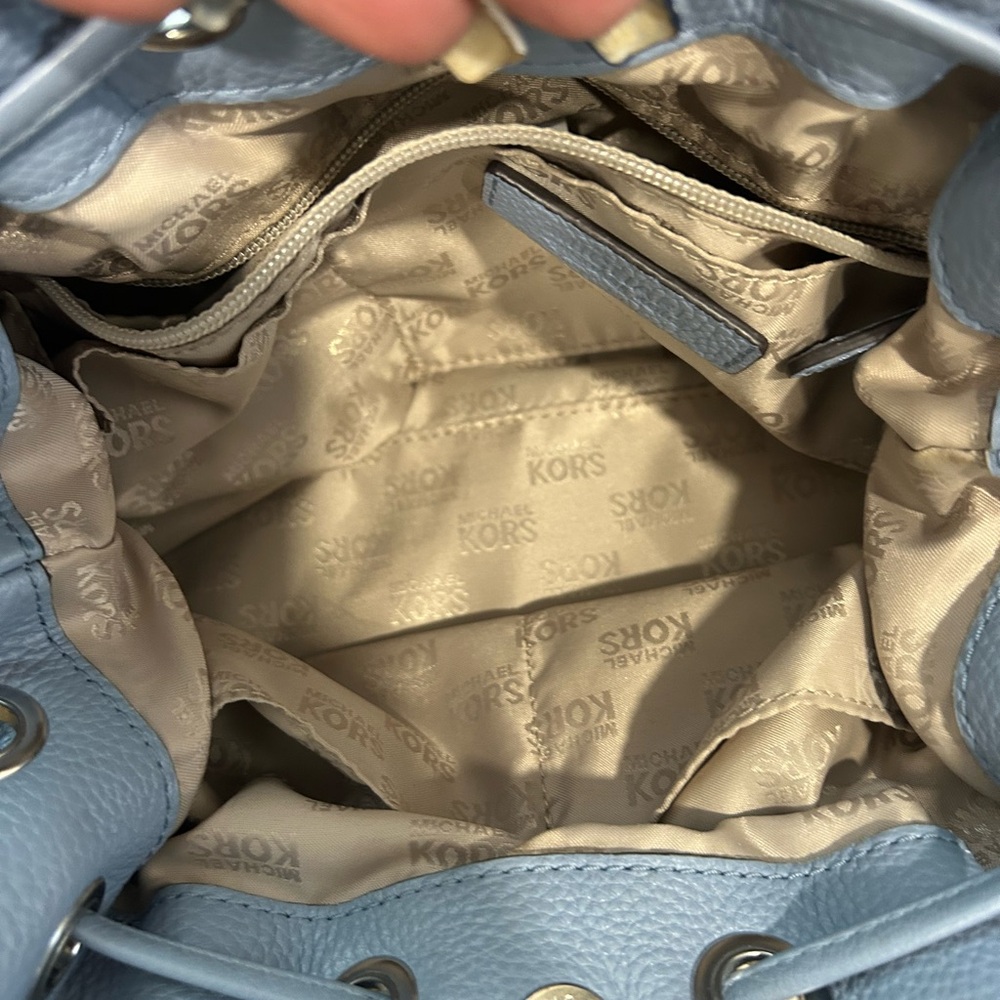 Michael Kors Blue/Gray Leather Shoulder Bag with Tassels - Picture 7 of 8